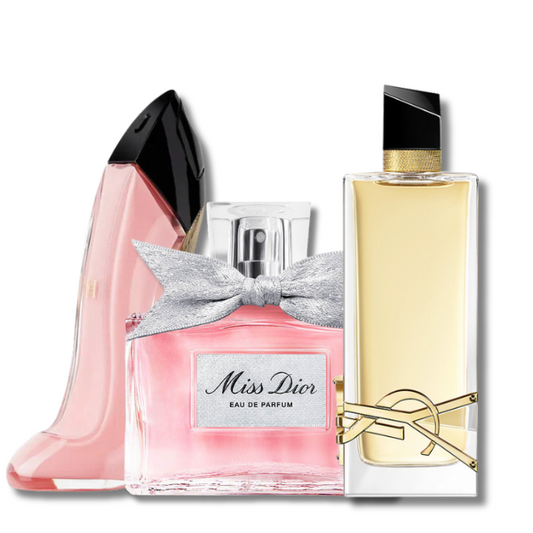 3 Parfums Yves Saint Laurent Libre (Eau de Parfum), Carolina Herrera Good Girl Blush (Eau de Parfum) and Dior Miss Dior (Eau de Parfum)