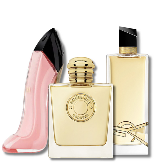 3 Parfums Yves Saint Laurent Libre (Eau de Parfum), Carolina Herrera Good Girl Blush (Eau de Parfum) and Burberry Goddesss (Eau de Parfum)