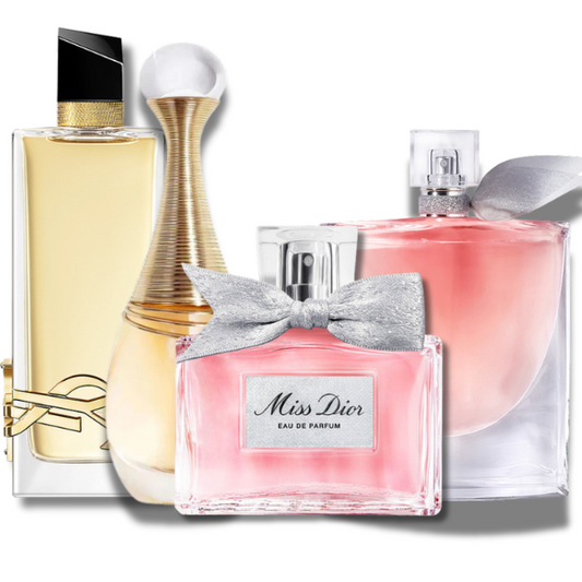 4 Parfums Dior J'adore (Eau de Parfum), Dior Miss Dior (Eau de Parfum), Yves Saint Laurent Free (Eau de Parfum) and Lancôme la Vie Est Belle (Eau de Parfum) 3.4 Oz